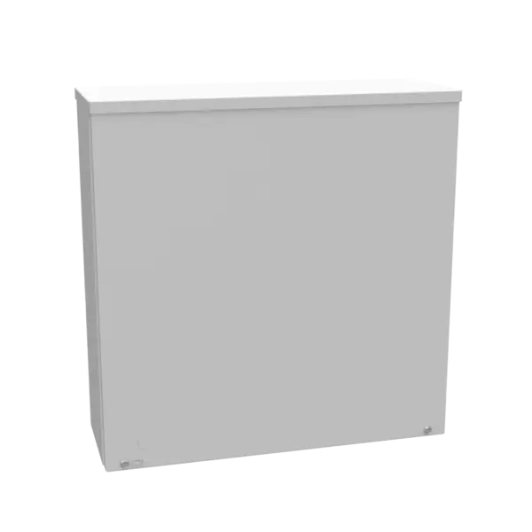 18186-SC3R-NK - 18X6X18 Screw Cover Type 3R Ul Listed Steel No Knockouts Ansi 61 Gray Quad D Knockout For Lock Emboss Mounting Holes In Back Milbank