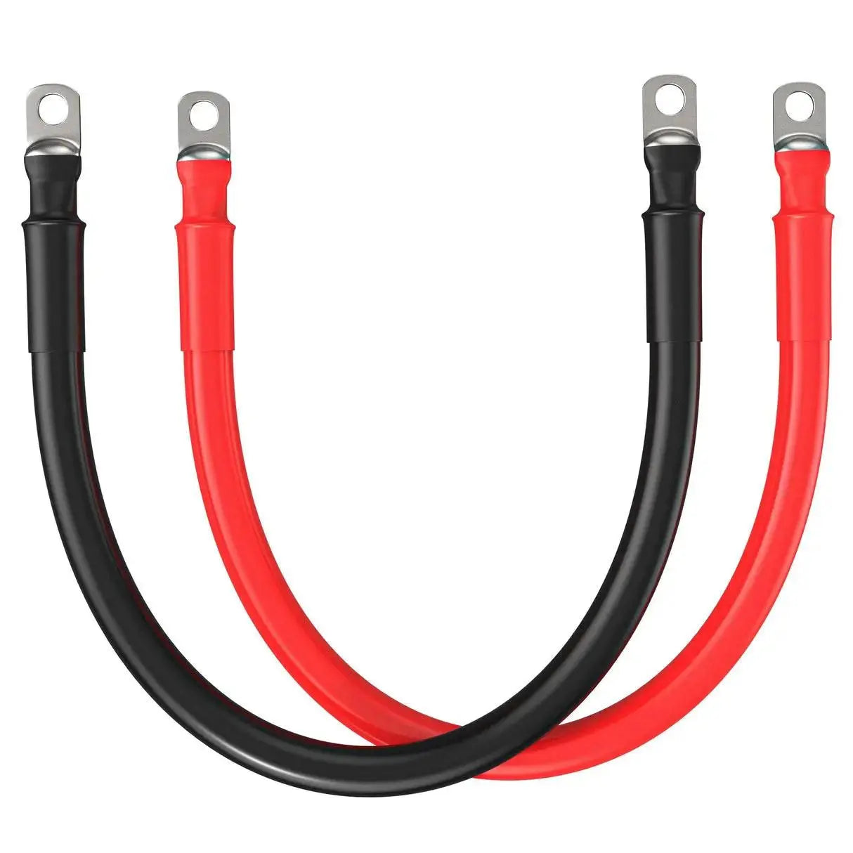 RICH SOLAR 1/0 Gauge 3/8" Battery Cables | Pair of 1/0 AWG Red and Black Pure Copper Inverter Battery Cables with 3/8" Lugs.