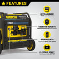 Champion 9,000 W Electric-Start Open-Frame Inverter Generator with CO Shield Solar Cellz USA