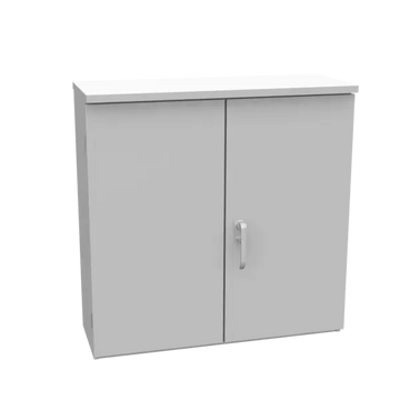 363612-CT3R - 36X12X36 Hinge Cover Type 3R Steel No Knockouts Ansi 61 Gray Double Doors Padlocking 3PT Handle Back Panel Weld Studs Drip Shield No Center Post Milbank