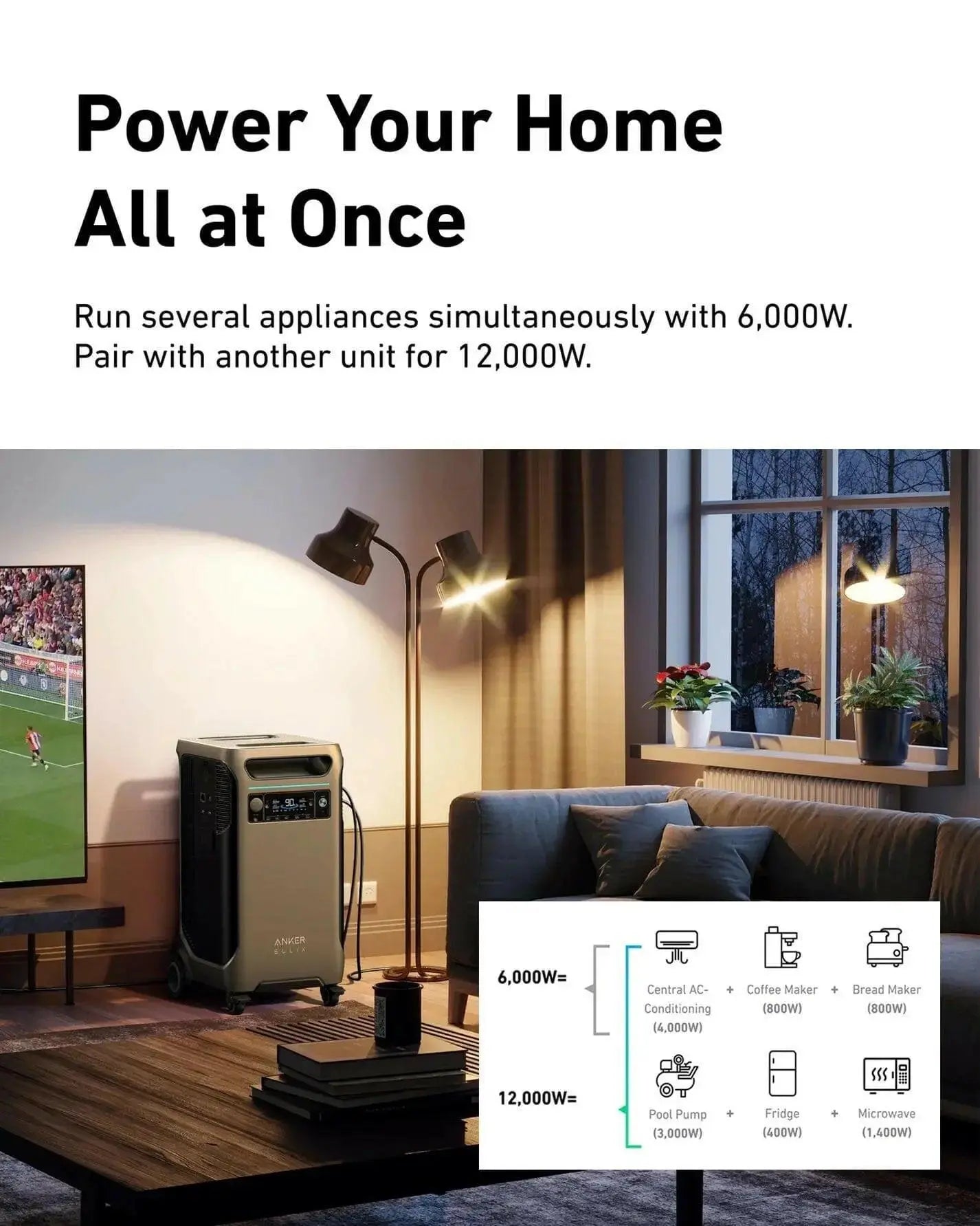 anker solix f3800 3840wh 6000-watts portable power station Anker SOLIX F3800 3840Wh Portable Power Station for Home Backup, 6000W AC Output with 120V/240V and 1.8H to 80% charge