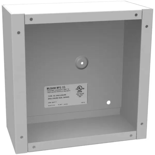 884-SC1-NK - 8X4X8 Screw Cover Type 1 Ul Listed Steel No Knockouts Ansi 61 Gray Cover With Teardrop Slots Mounting Holes In Back Milbank