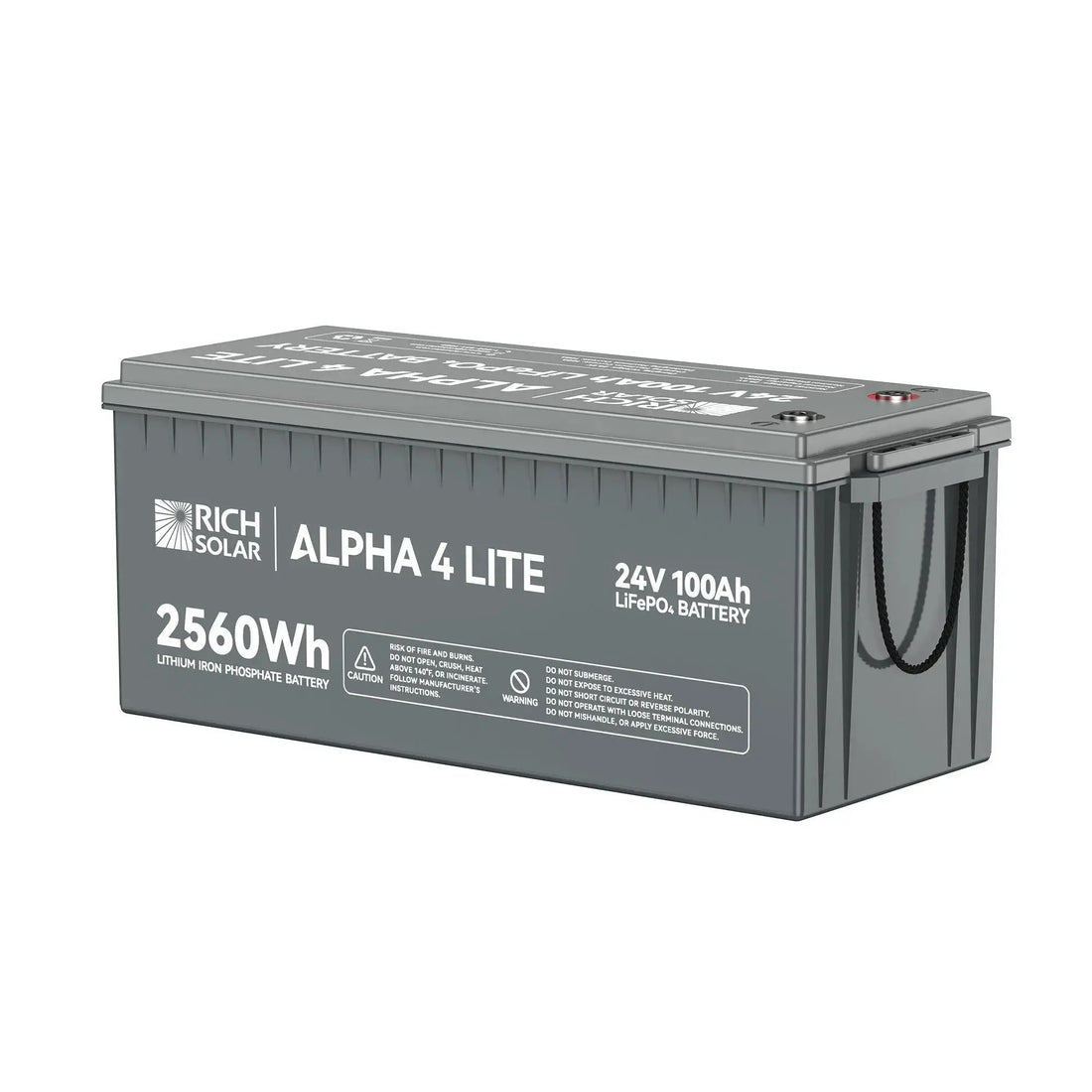 RICH SOLAR ALPHA 4 LITE 24V 100Ah LiFePO4 Battery - Front View
