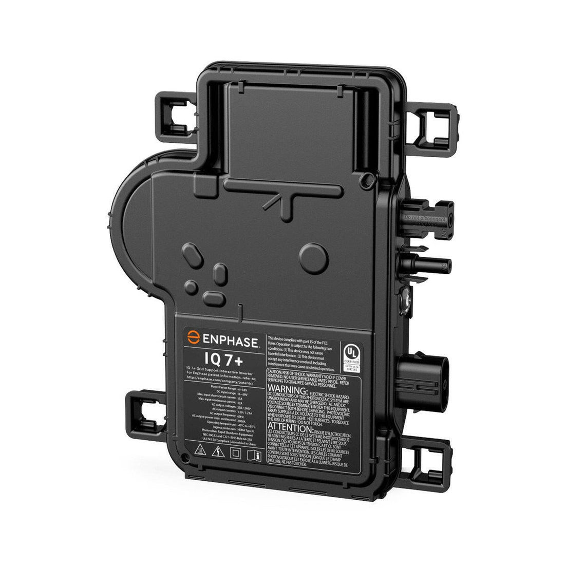 Enphase Energy IQ7Plus Series 295 VA Natural Convection Cooling Microinverter with MC4 Connection.