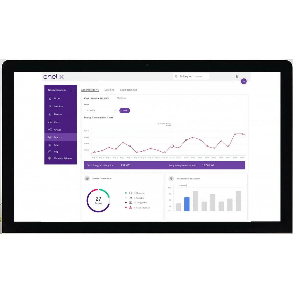 Enel X JuicePedestal™ Series Wi-Fi Enabled Smart EV Charging Station with Cable Enel X