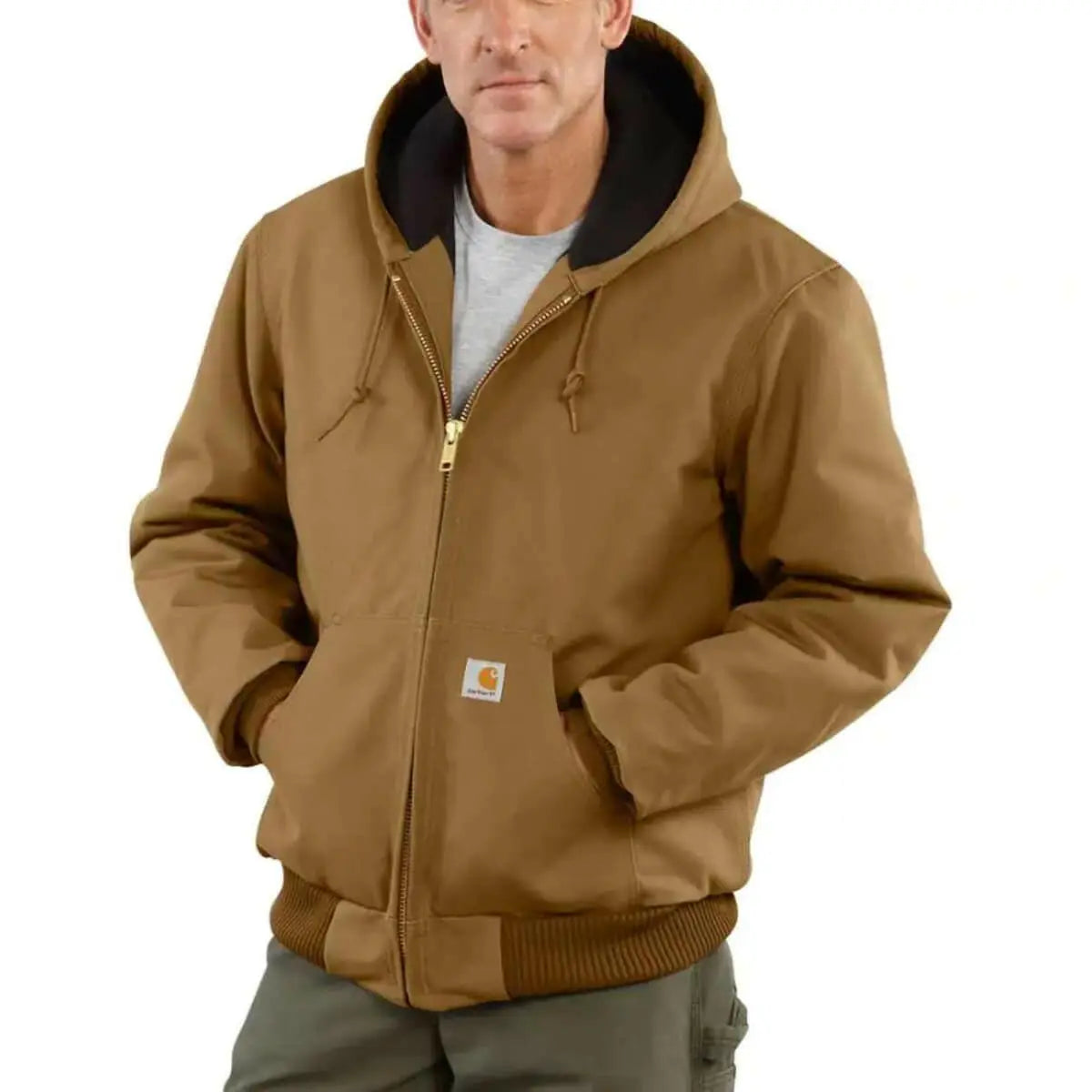 Carhartt J140 Series 10 oz Brown Men's Loose Fit Firm Duck Insulated Flannel-Lined Active Jacket Carhartt