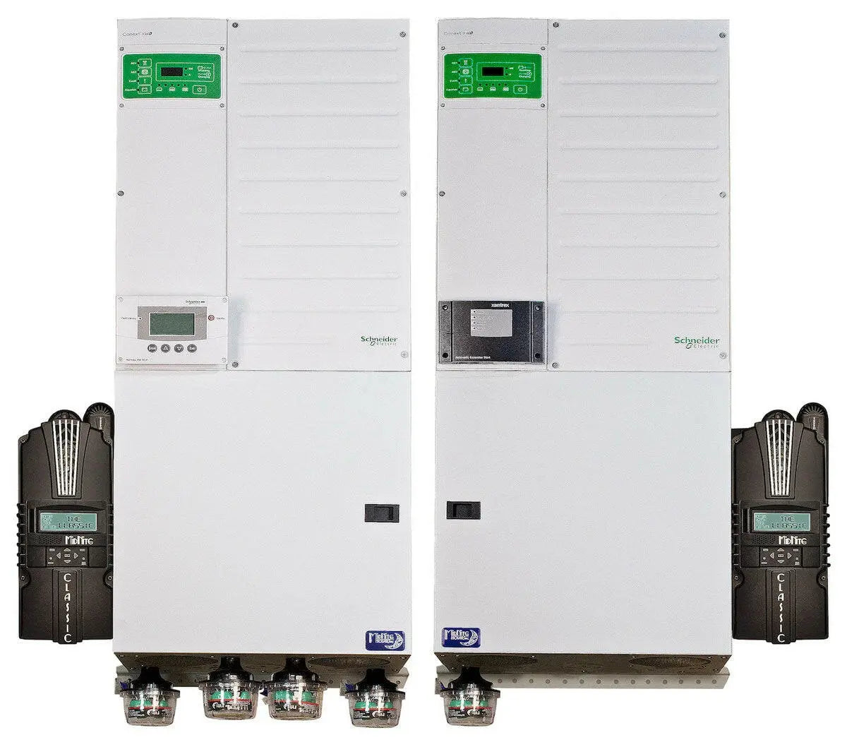 MidNite Solar Pre-wired Dual Conext XW+ 6848 120/240 vac Inverter w/ Classic 150 (SKU Part Number MNXWP6848D-2CL150) MidNite Solar