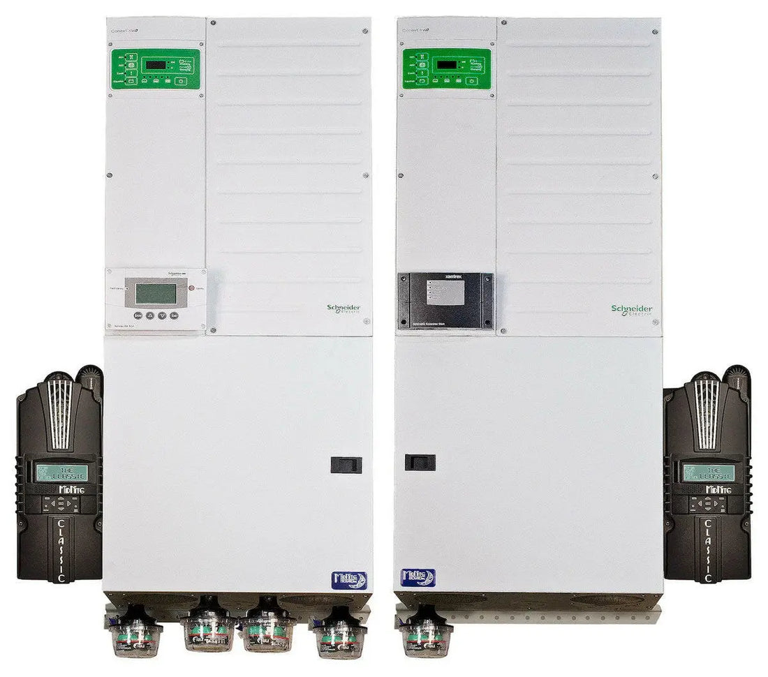 MidNite Solar Pre-wired Dual Conext XW+ 6848 120/240 vac Inverter w/ Classic 150 (SKU Part Number MNXWP6848D-2CL150) MidNite Solar