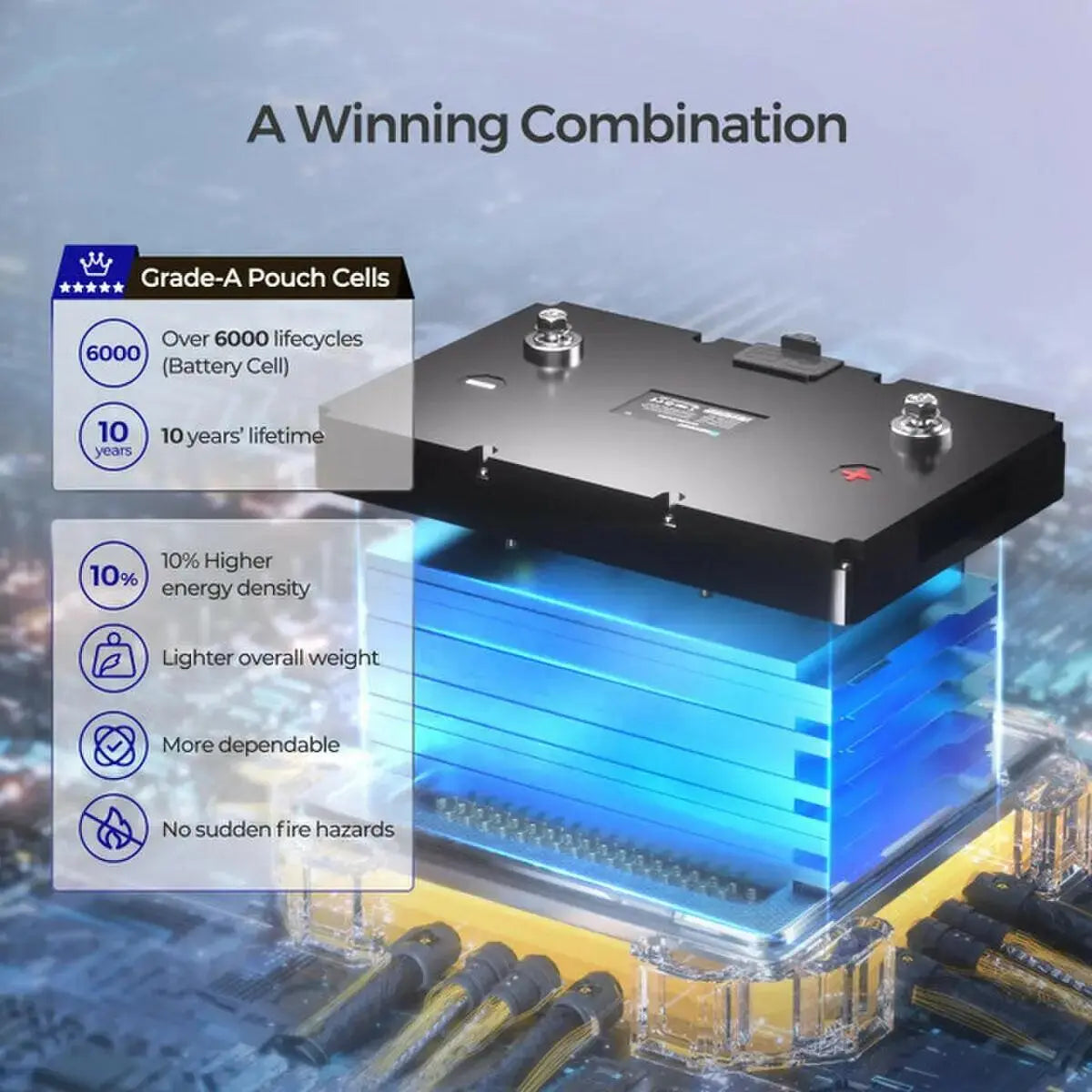 Renogy 12.8 V 100 Ah Smart Battery.