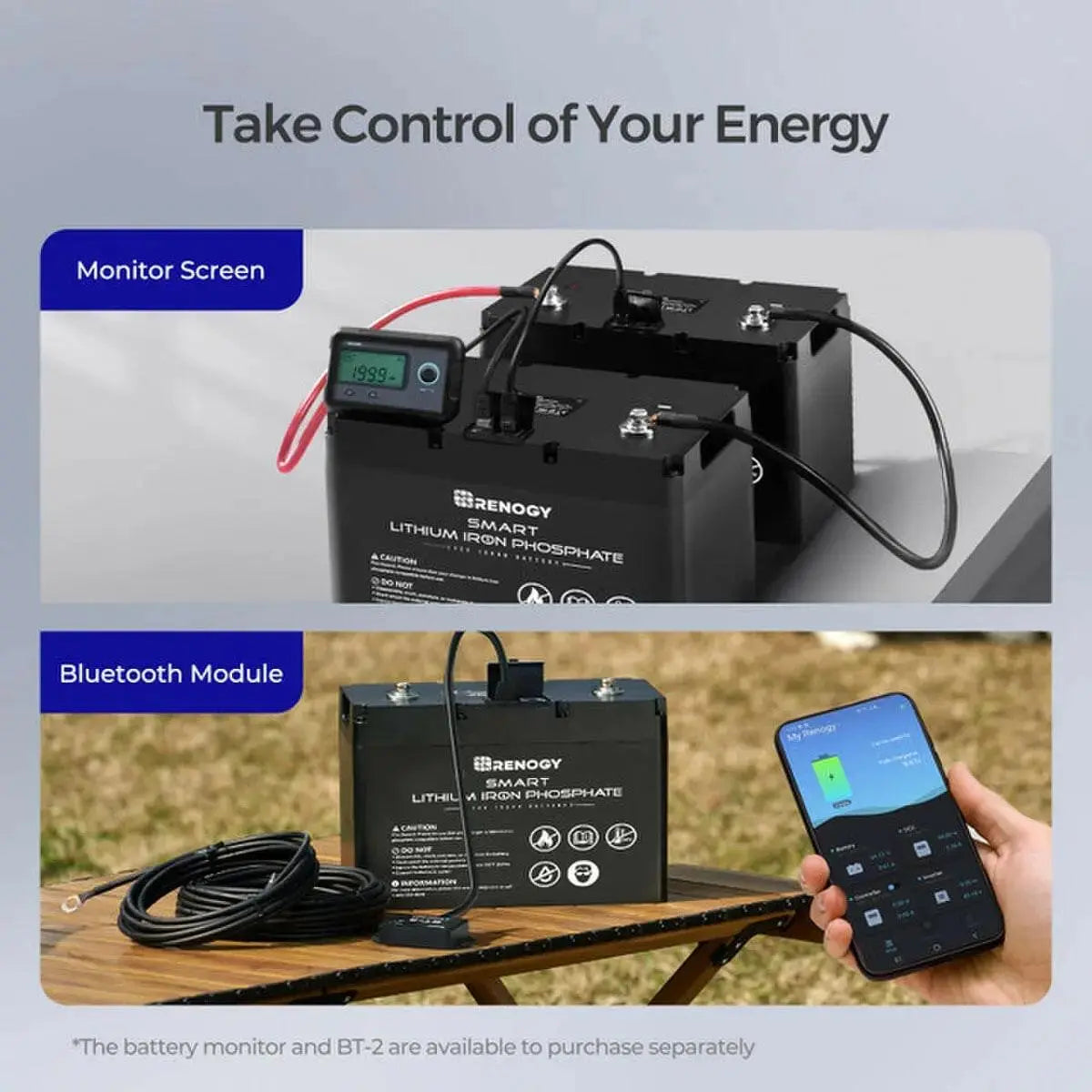 Renogy 12.8 V 100 Ah Smart Battery.