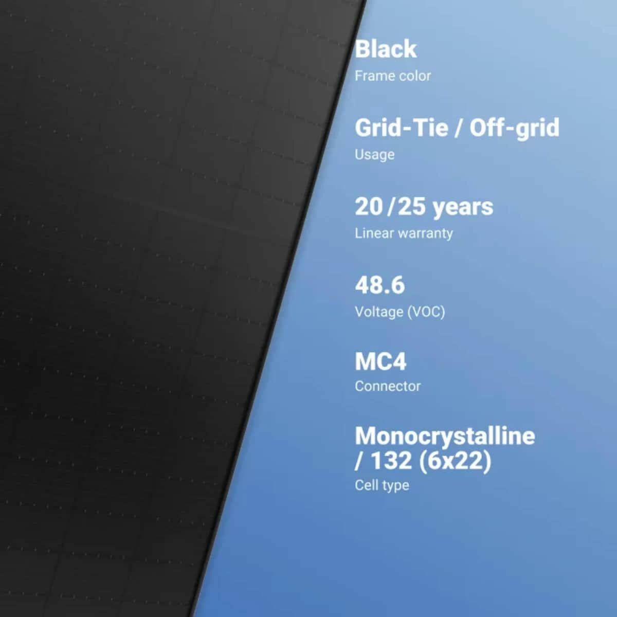 REC Solar Holdings AS Alpha® Pure Black Series 390 W Half-Cut Bifacial REC Heterojunction With Lead-Free Technology Solar Panel.