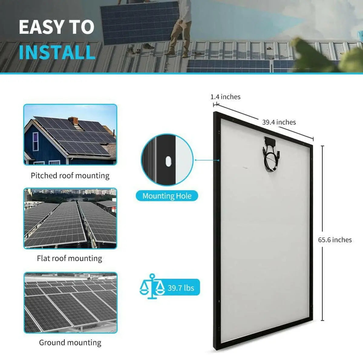 Renogy RNG Series 320 W Monocrystalline Solar Panel - RNG-320D8-US.