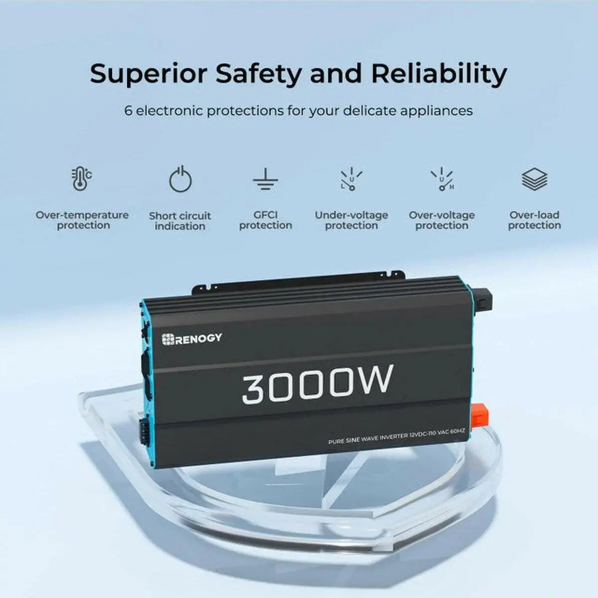 Renogy 3000 W Thermally Controlled Pure Sine Wave Inverter.