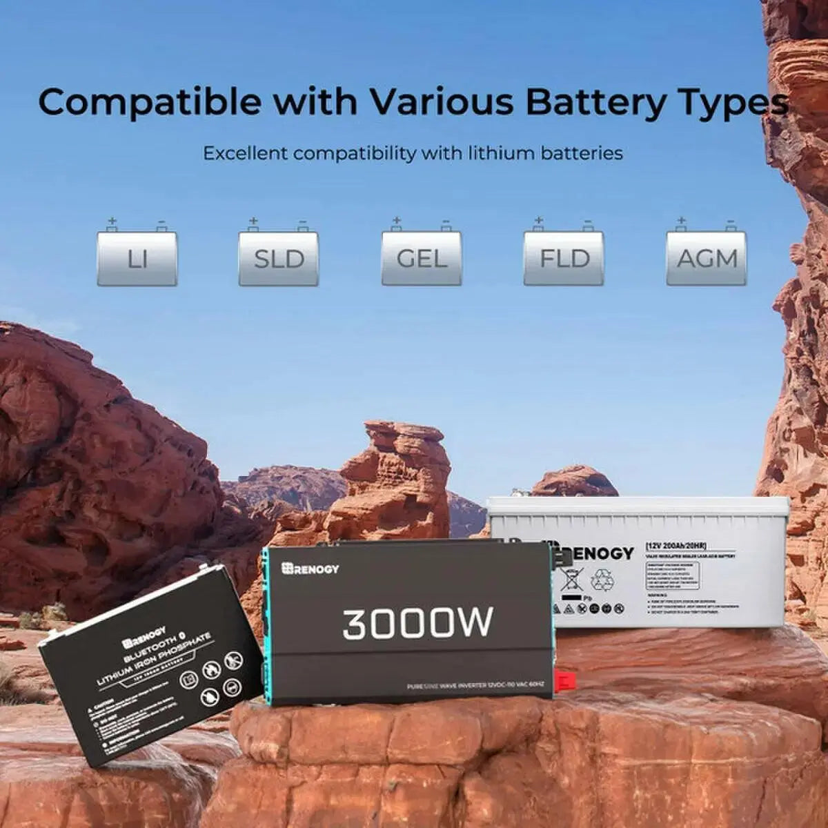 Renogy 3000 W Thermally Controlled Pure Sine Wave Inverter.