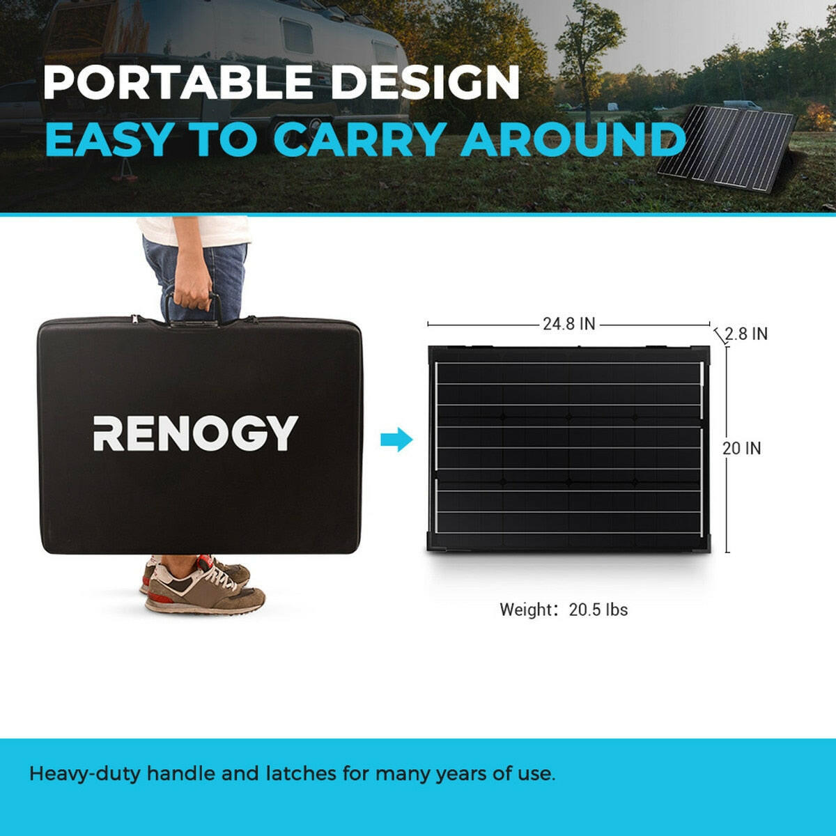 Renogy 100 W 20.3 V Foldable Solar Suitcase without Controller.
