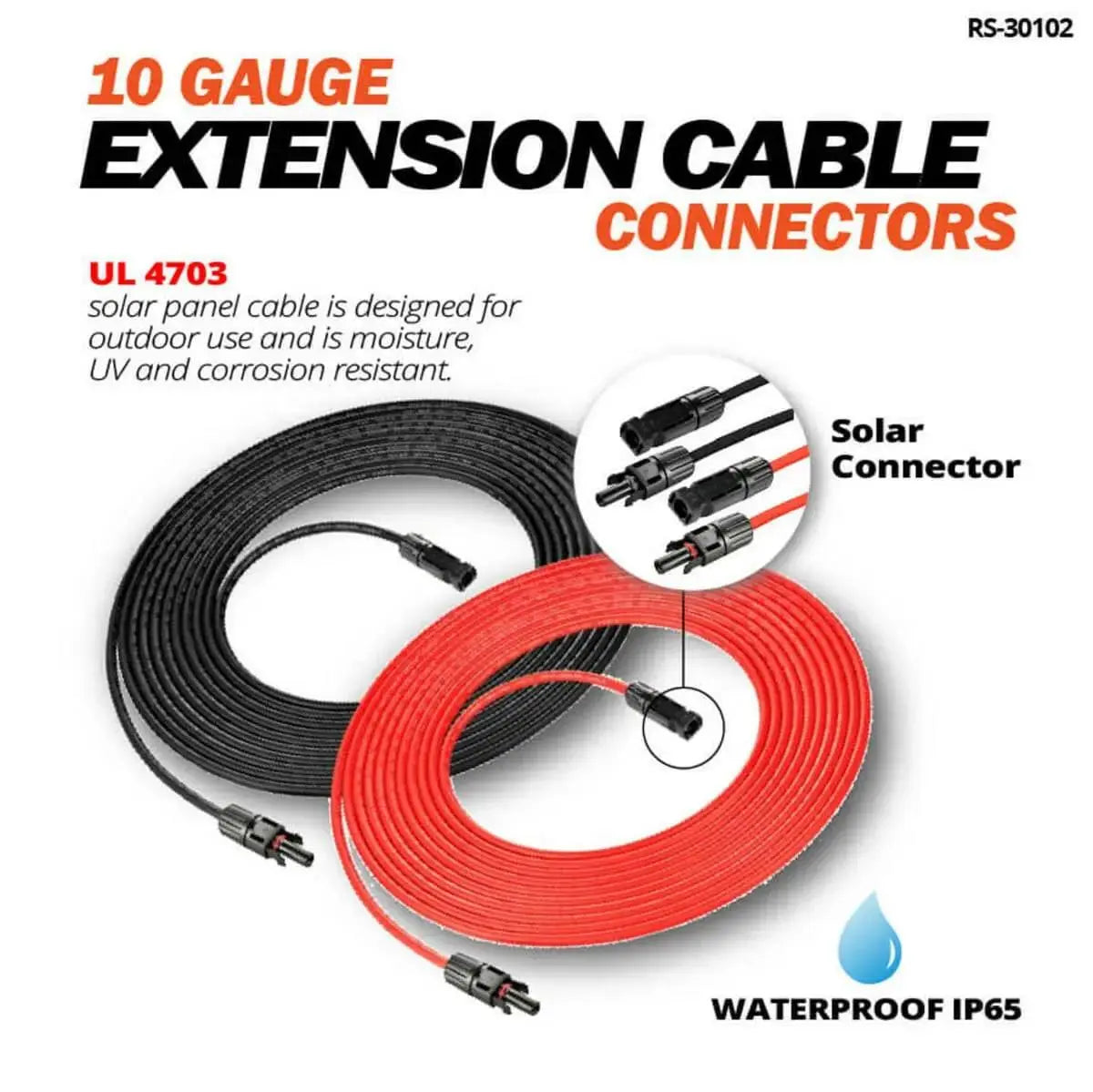 Rich Solar 10 Gauge 15 Feet Solar Extension Cable.