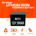 Rich Solar 12V 100Ah LiFePO4 Lithium Iron Phosphate Battery.
