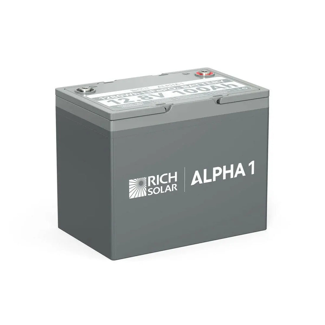 Rich Solar Alpha 1 12.8 V 100 Ah Lithium Iron Phosphate Battery.