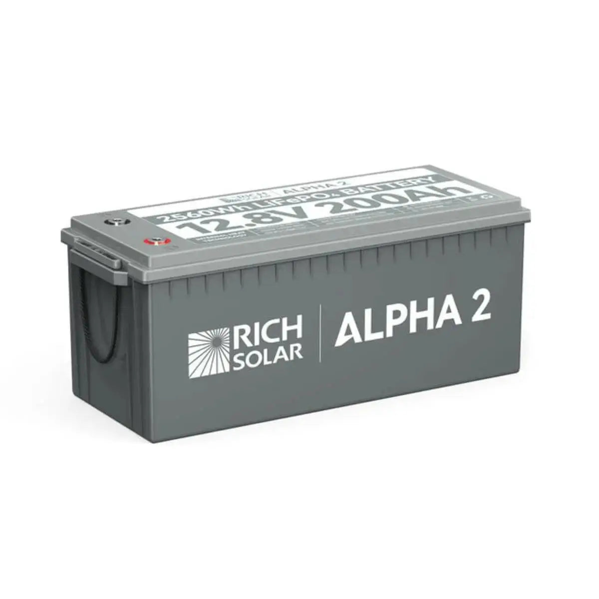Rich Solar Alpha 2 12.8 V 200 Ah Lithium Iron Phosphate Battery.