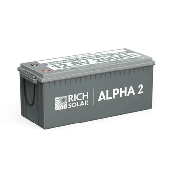 Rich Solar Alpha 2 12.8 V 200 Ah Lithium Iron Phosphate Battery.