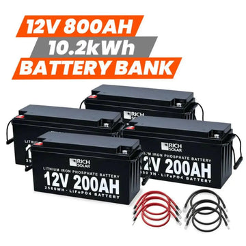 Rich Solar 12V - 800AH - 10.2kWh Lithium Battery Bank.