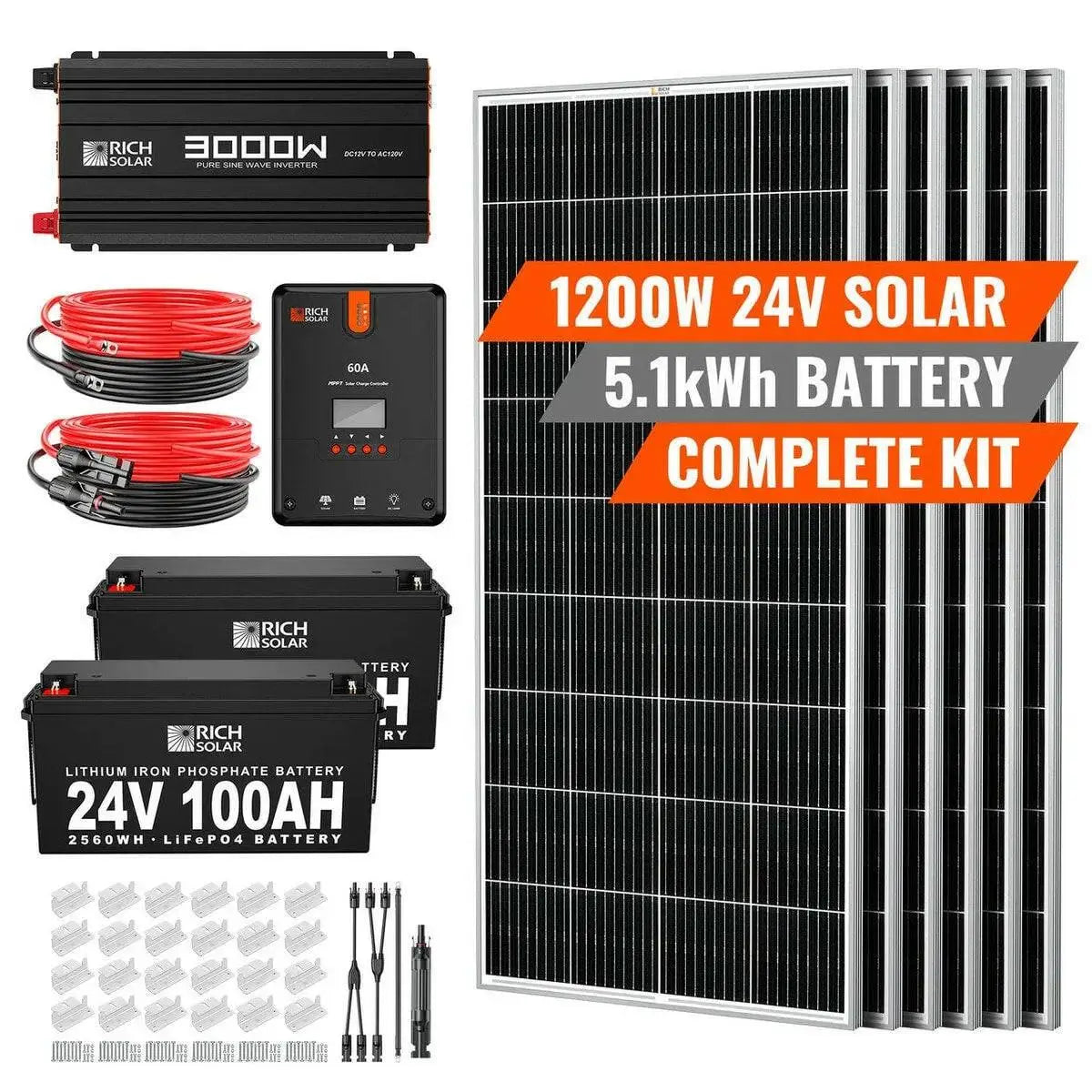 Rich Solar 1200 Watt 24V Complete Solar Kit.