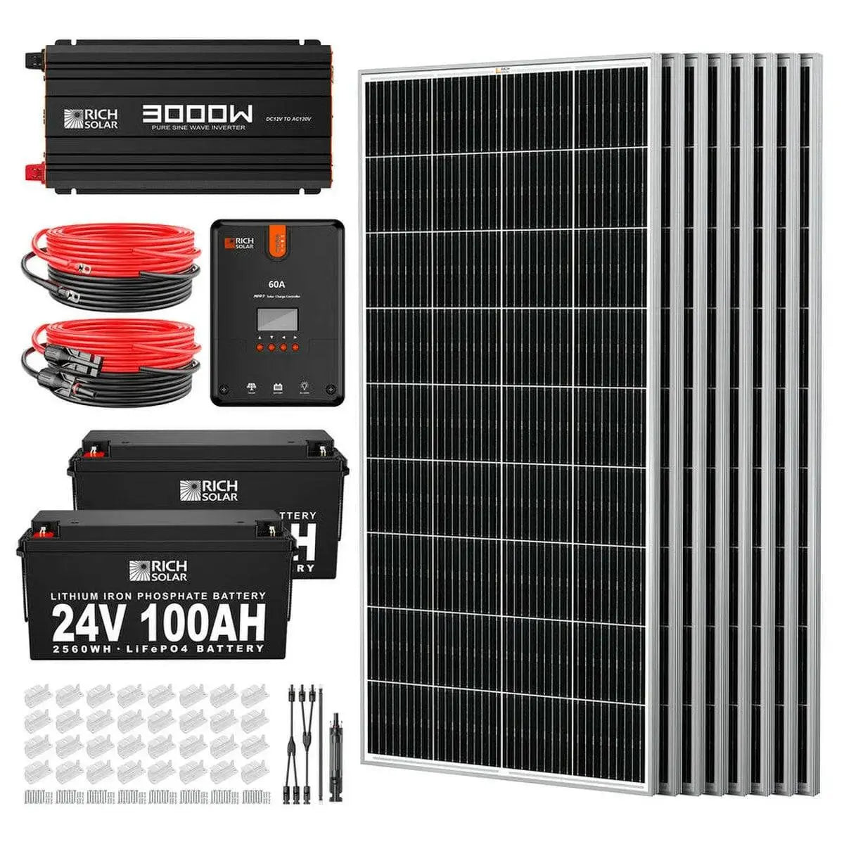 Rich Solar 1600 Watt 24V Complete Solar Kit.