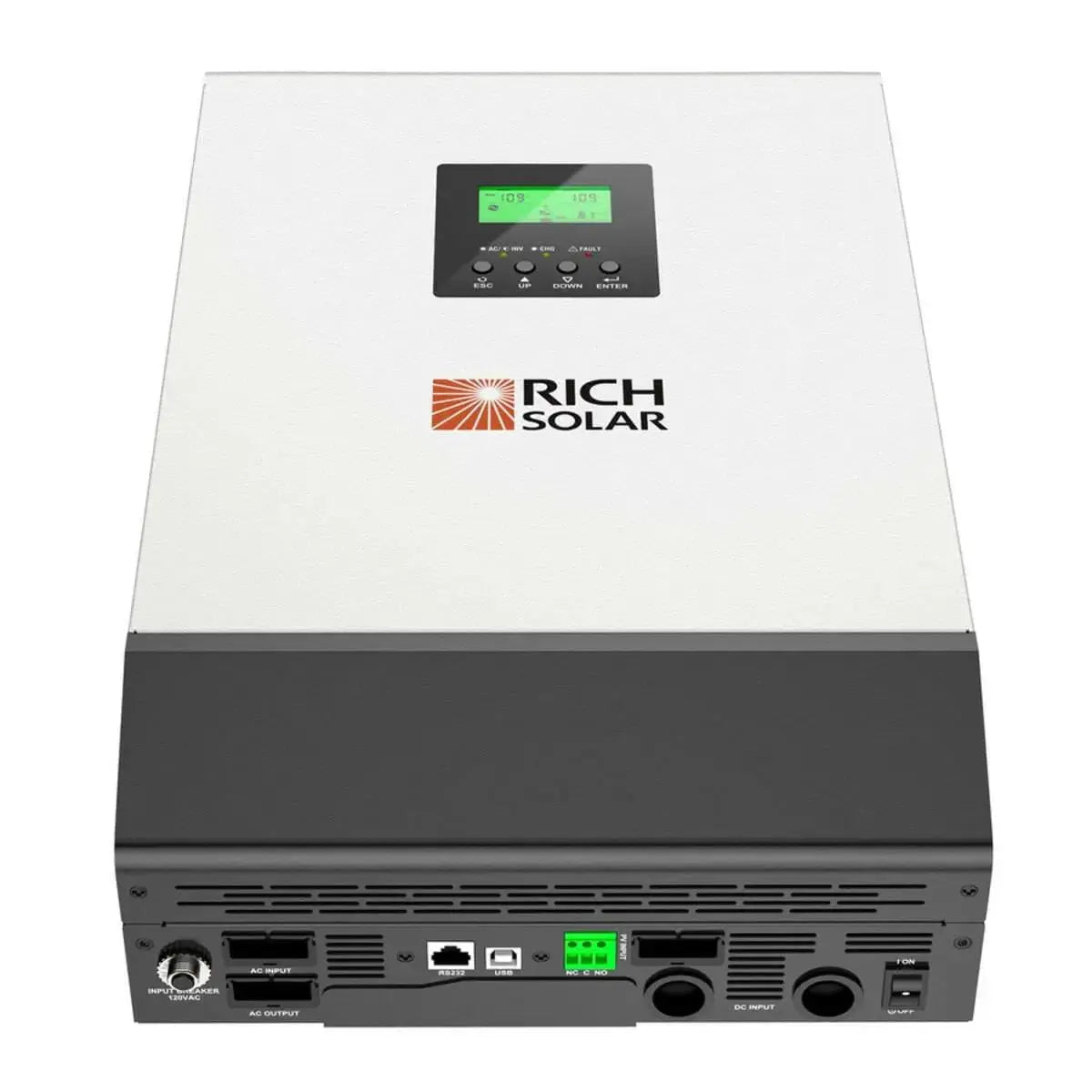 Rich Solar Hybrid Off-Grid Inverter | 2400W 24V 120A Output + 2.4kW Solar Input | 80A MPPT Charge Controller (Grid Feedback Optional).