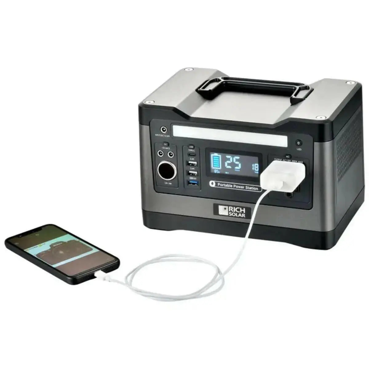 Rich Solar X500 Solar Generator Kit 540Wh Generator and 100 Watt Portable Solar Panel Black.