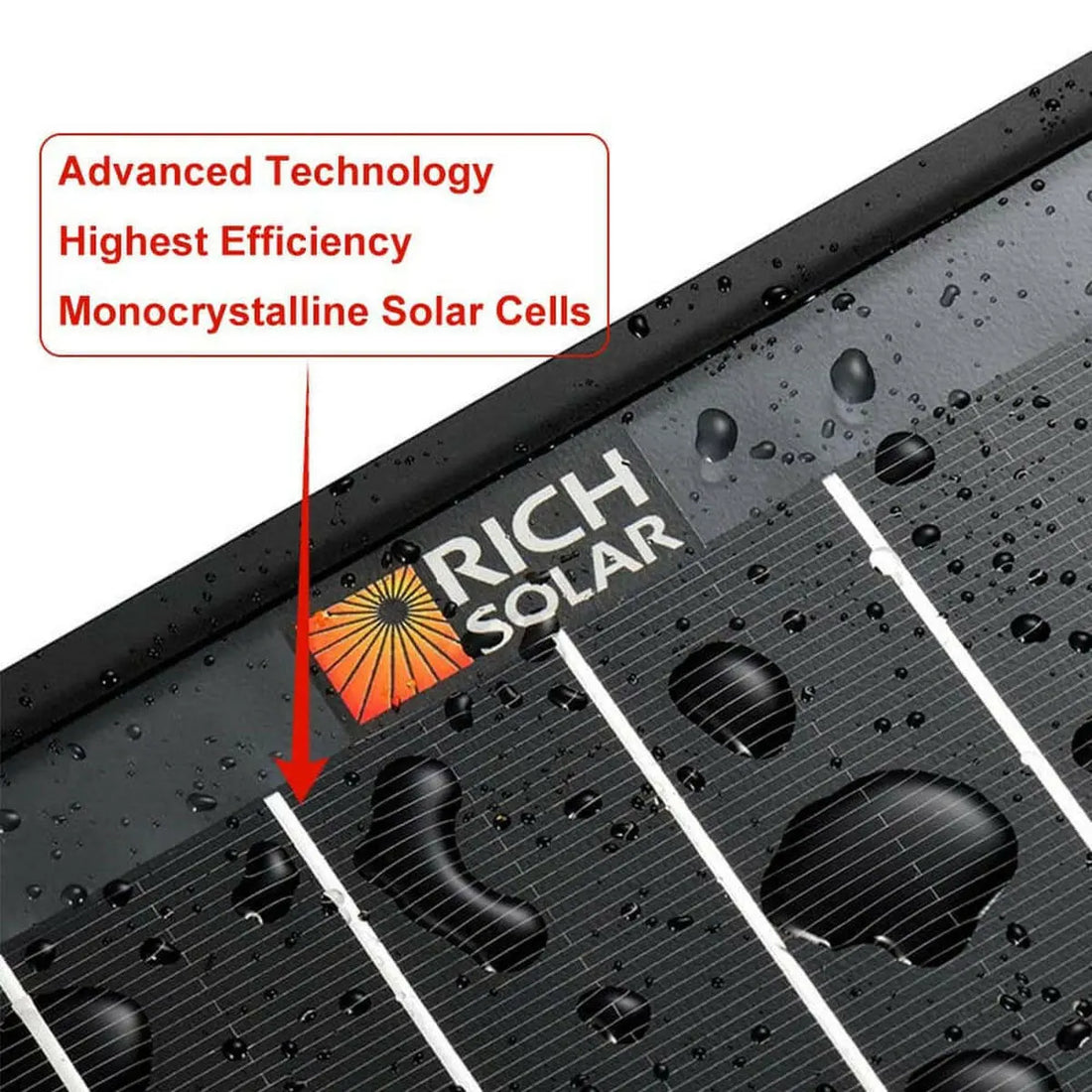 Rich Solar MEGA 100 ONYX | 100 Watt Monocrystalline Solar Panel | Best 12V Black Panel for VAN RVs and Off-Grid | 25-Year Output Warranty.