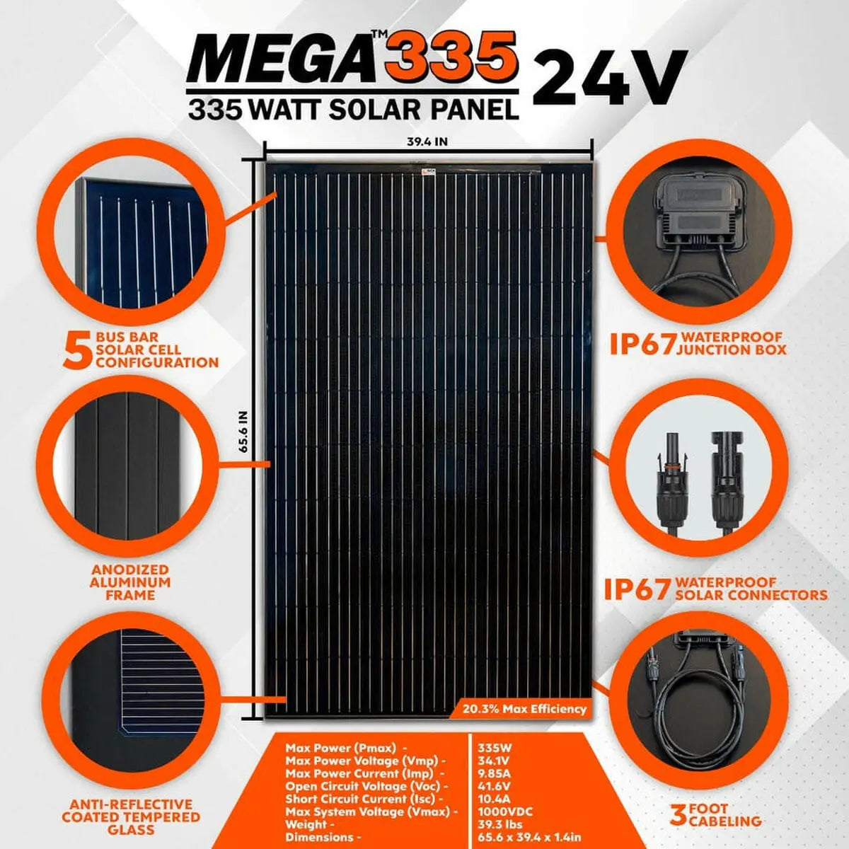 Rich Solar Mega 335 Watt 24 Volt Solar Panel (Pallet of 8) Rich Solar
