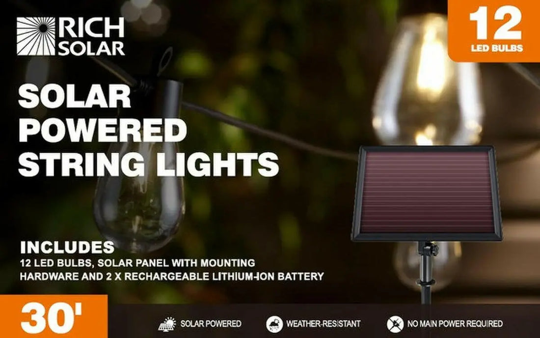 Rich Solar | Solar Powered String Lights 12 Led Bulbs.