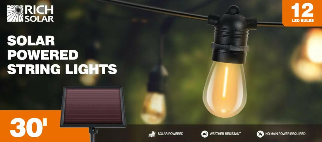 Rich Solar | Solar Powered String Lights 12 Led Bulbs.