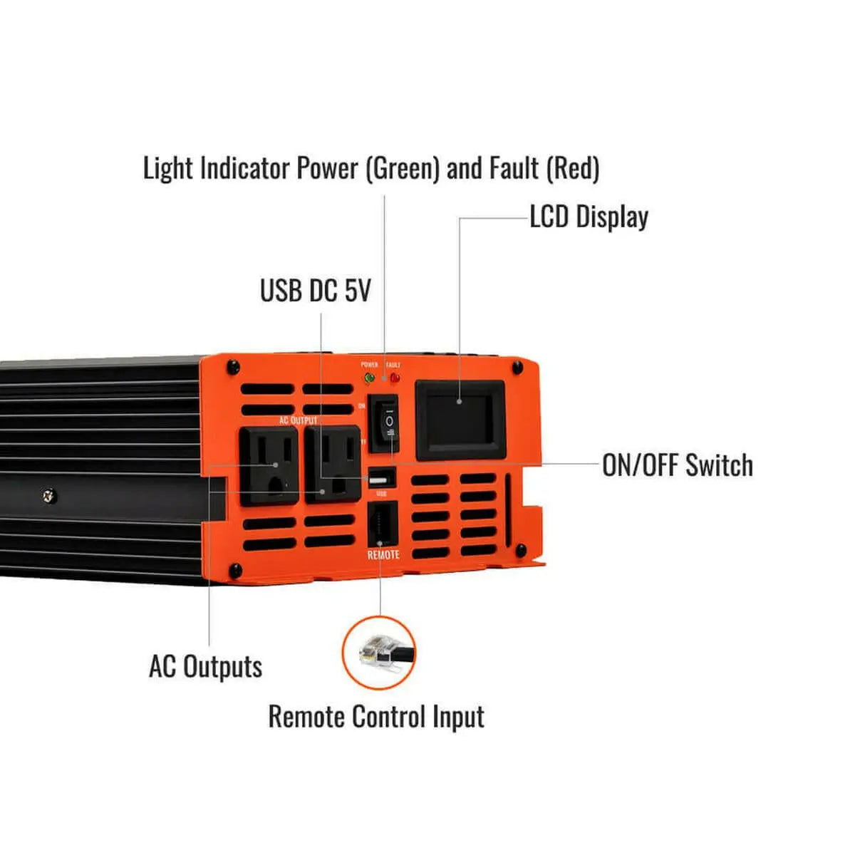 Rich Solar 1500 Watt 12 Volt Industrial Pure Sine Wave Inverter.