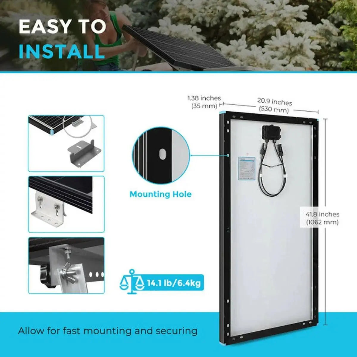 Renogy RSP Series 100 W Monocrystalline Solar Panel.