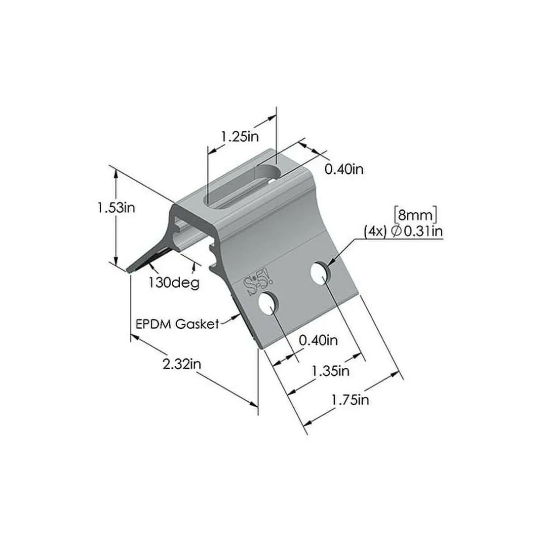 S-5-RibBracket Mounting Bracket (SKU Part Number S-5-RibBracket).