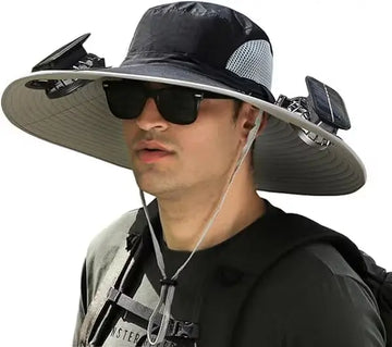 Wide Brim Solar Fan Outdoor Fishing Hat – Solar & USB Charging, UPF50+ Sun Protection Solar Cellz USA