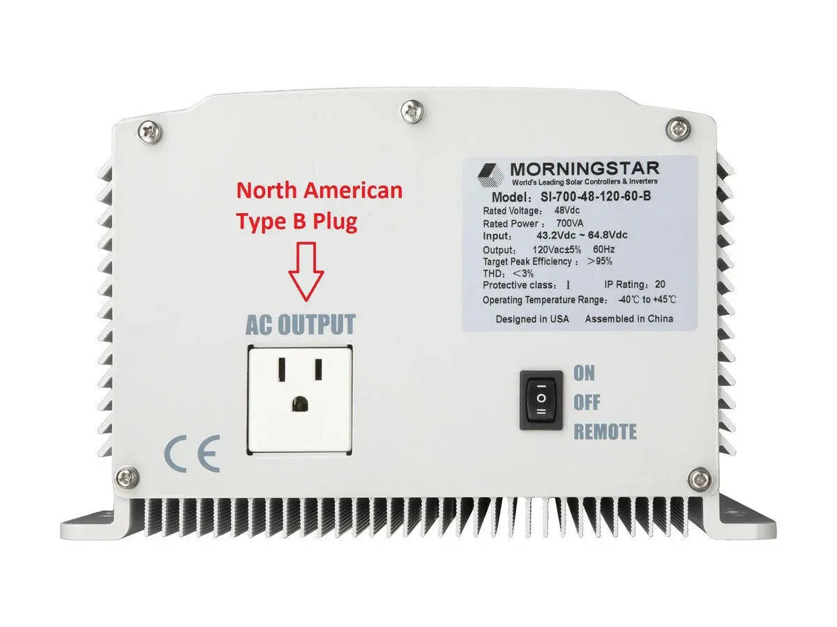 Morningstar Professional/SureSine 700 12 V Pure Sine Wave Inverter with North America Type B Receptacle.