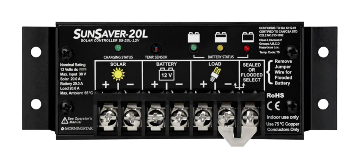 Morningstar SunSaver SS-20L-12V PWM Charge Controller.