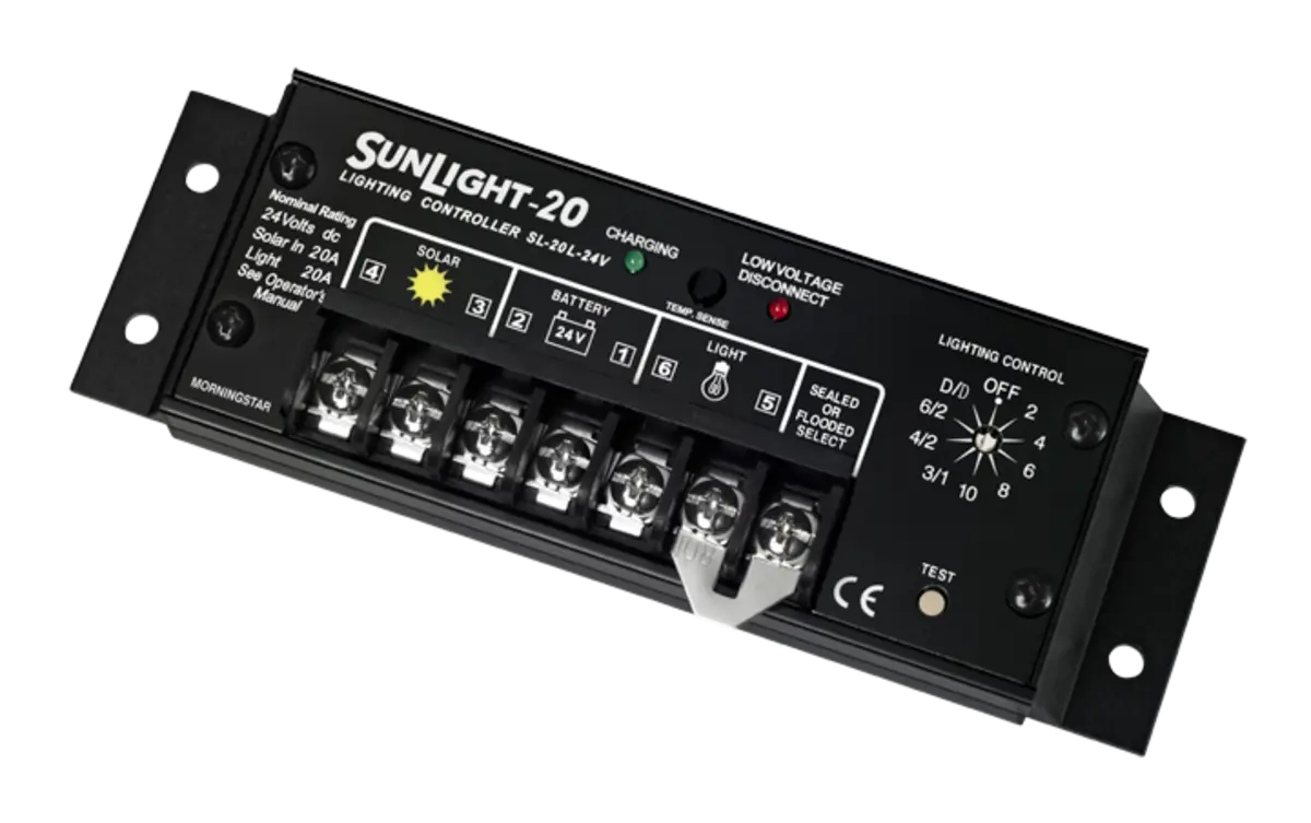 Morningstar SunLight SL-20L-24V PWM Charge Controller.