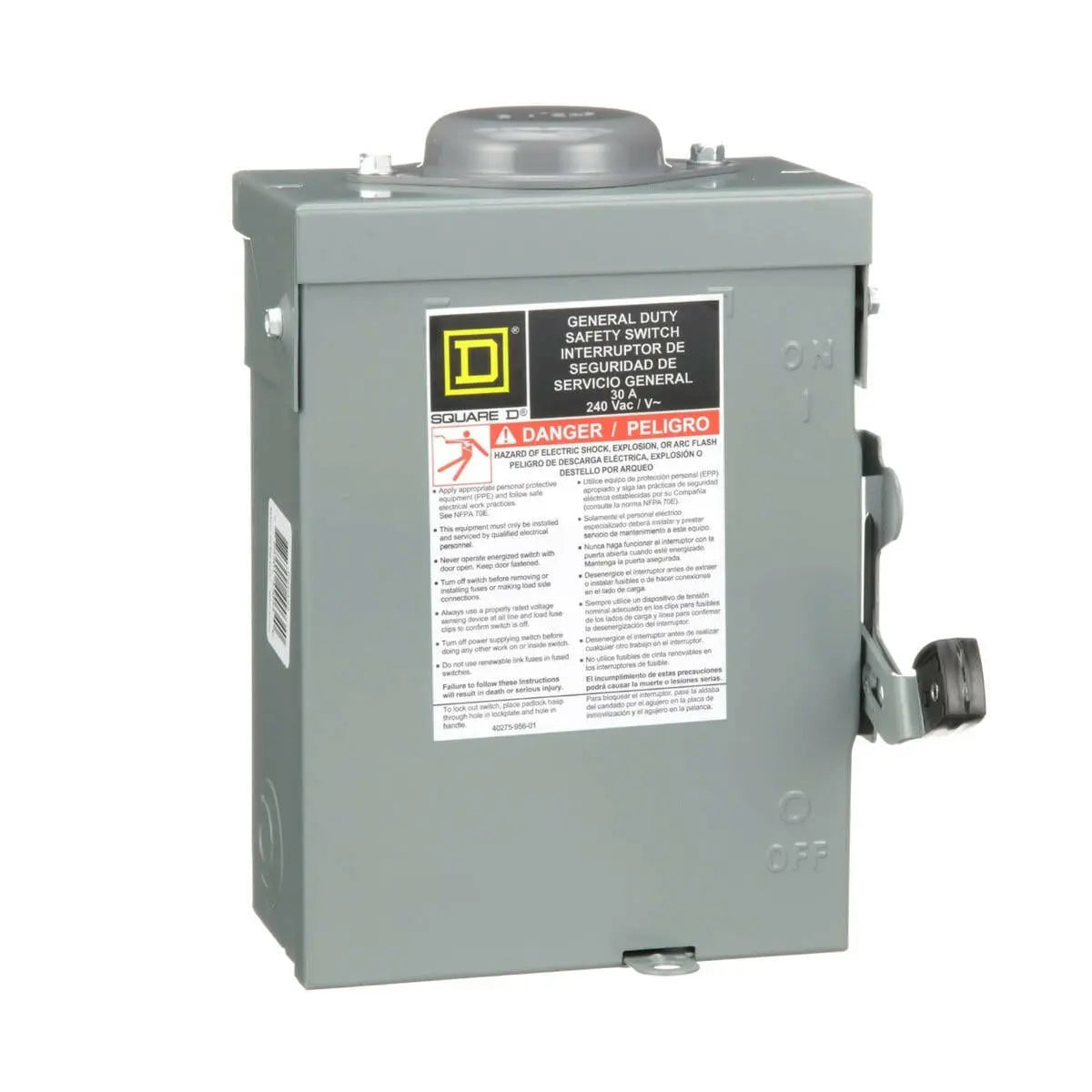 Square D/Schneider Electric DU 30 A Non-Fusible Disconnect Safety Switch.