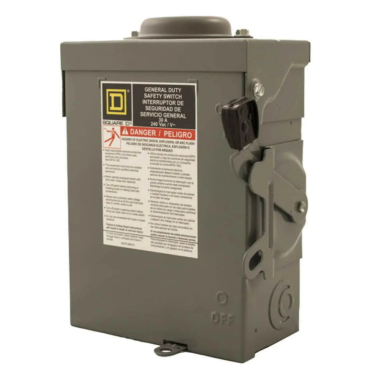 Square D/Schneider Electric DU 30 A Non-Fusible Disconnect Safety Switch.