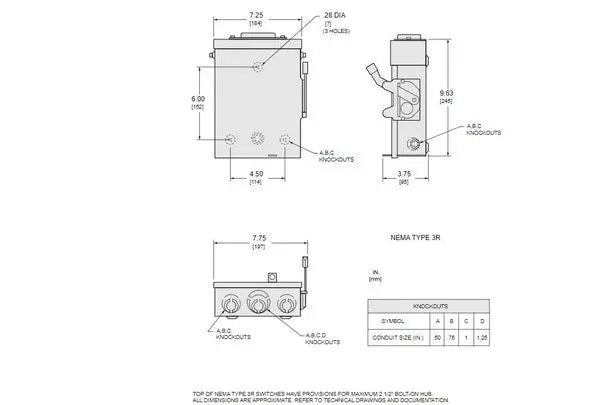 Schneider Electric E1 Series 240 Vac Non-Fusible General Duty Single Throw Safety Switch Schneider Electric