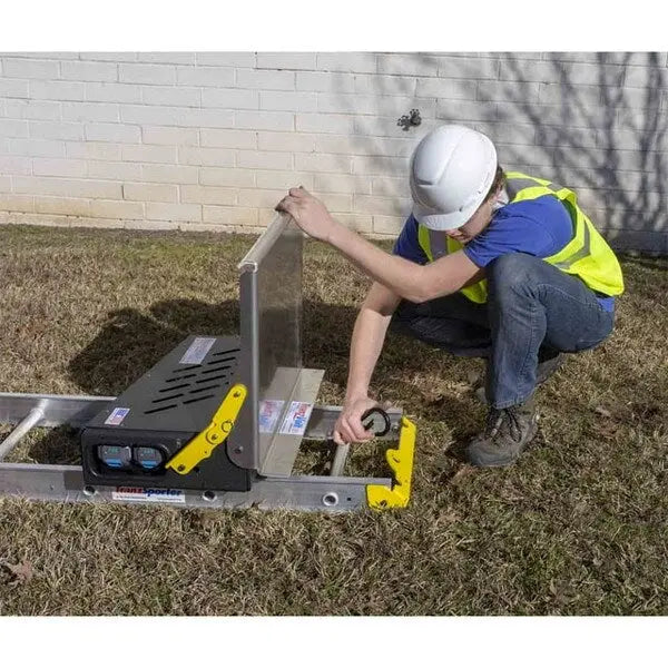 TranzVolt Tie Down 28 ft 6000 Sq-ft Battery Powered Ladder Hoist with Cordless Remote TranzVolt