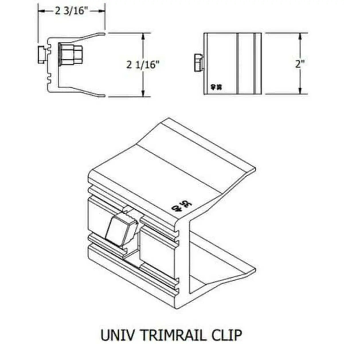 Unirac SFM Trimrail V2 UNIV Clip W/HDW (Priced as pack of 10 pc) X 10 = Total Unirac
