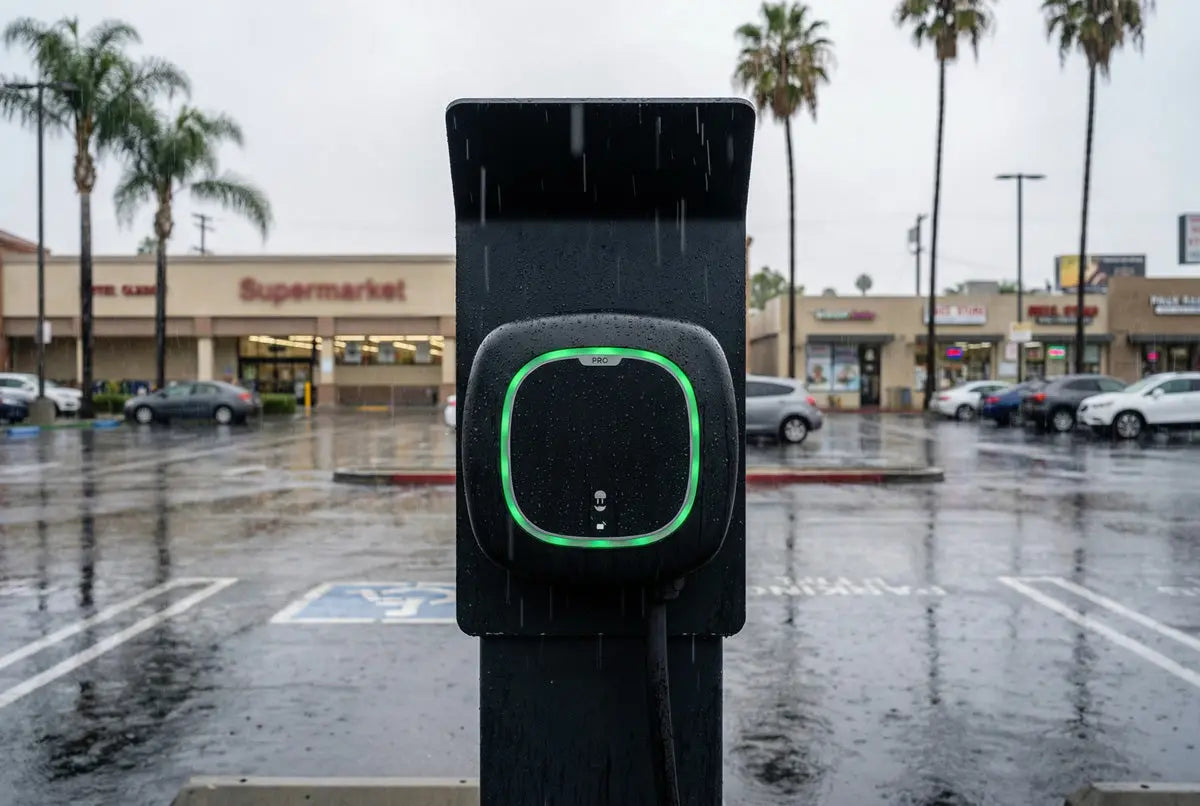 Wallbox Mono Freestanding Pedestal and Rain Cover.