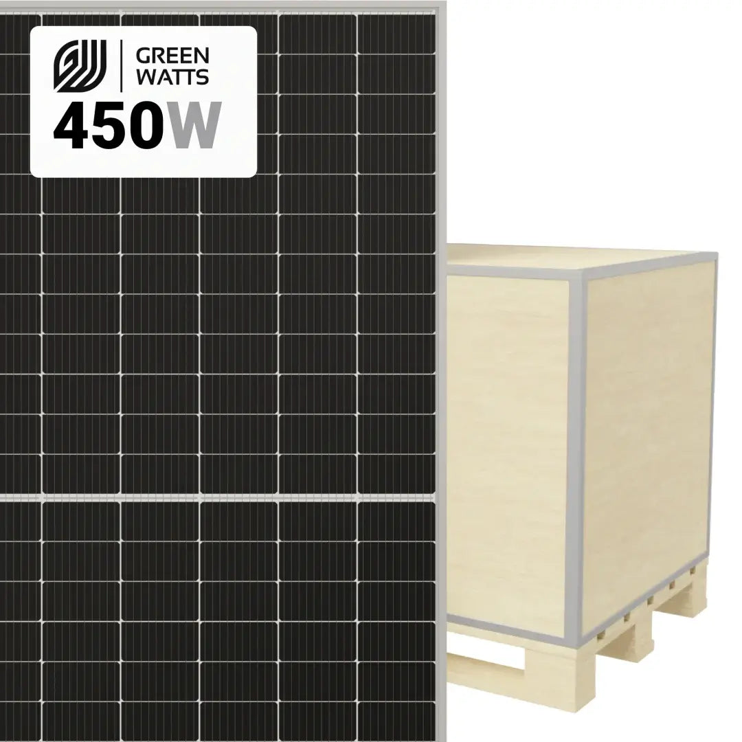GreenWatts 450W Bifacial Solar Panel — 144-Cell High-Efficiency PV Module.