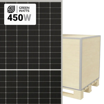 GreenWatts 450W Bifacial Solar Panel — 144-Cell High-Efficiency PV Module.