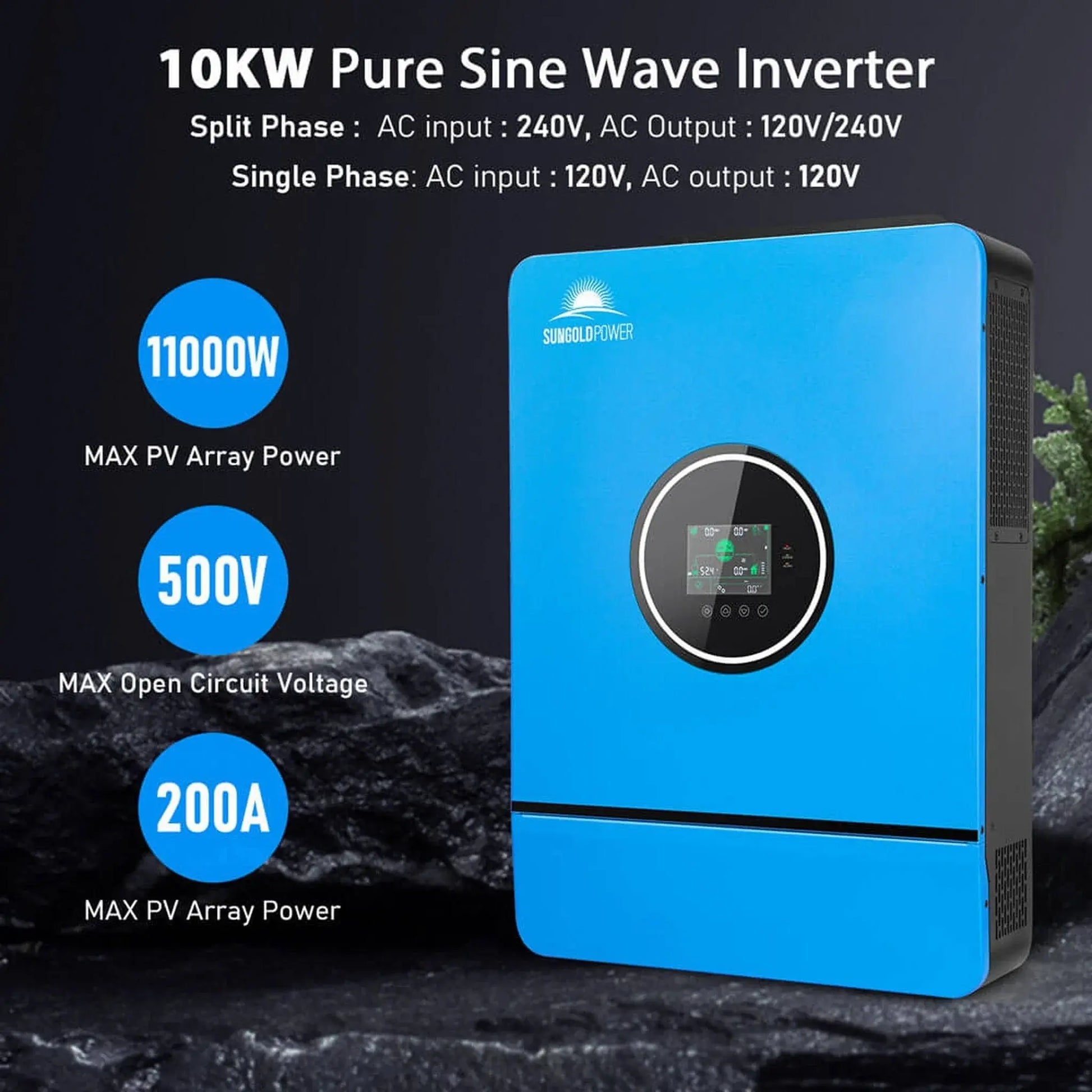 SunGoldPower SPH10048P — 10 kW 48V Split-Phase All-In-One Solar Inverter Solar Cellz USA