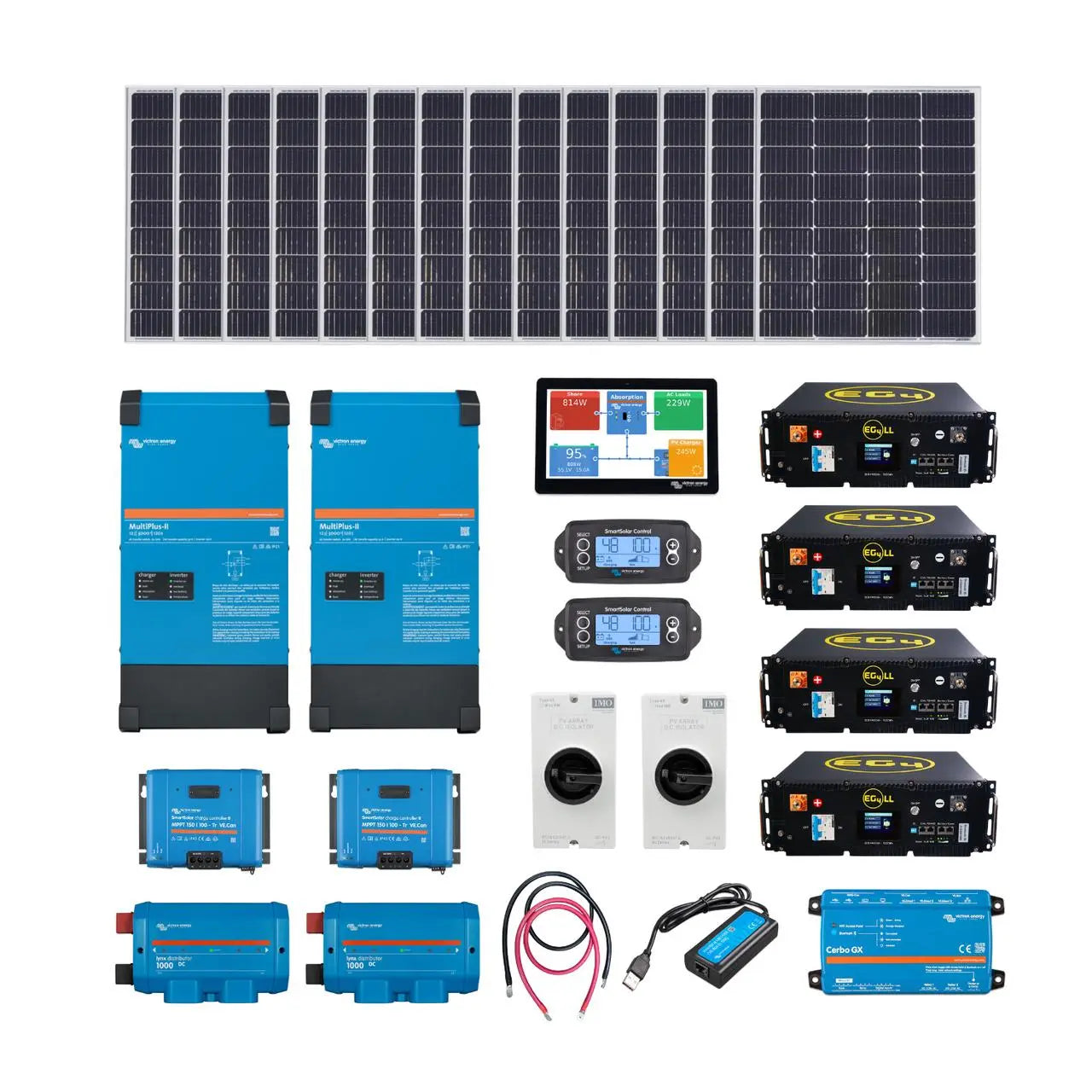 Complete Mobile Solar Kit For 50 AMP RVs| Victron MultiPlus-II 12/3000 | 12V Input | 3000VA Output 120/240V | [Kit-V0004] Victron Energy